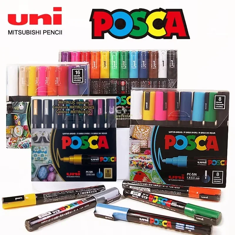 Correction Pen Fine - Uni Posca アートマーカーセット 7/8/12/16 色アクリルペイントペン PC1M