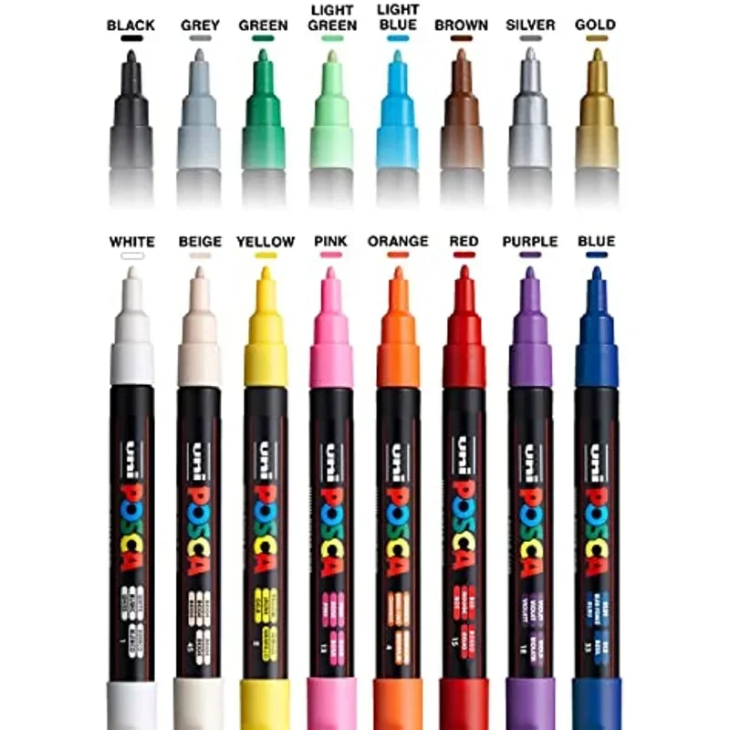 Uni Posca アートマーカーセット 7/8/12/16 - Correction Pen Fine のレビューと価格