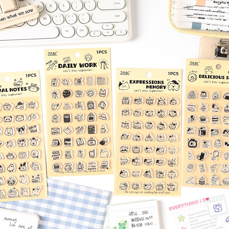 ミニキュートな日常生活シンボルクリアスタンプセット、スクラッ - Rubber Date Stamp のレビューと価格