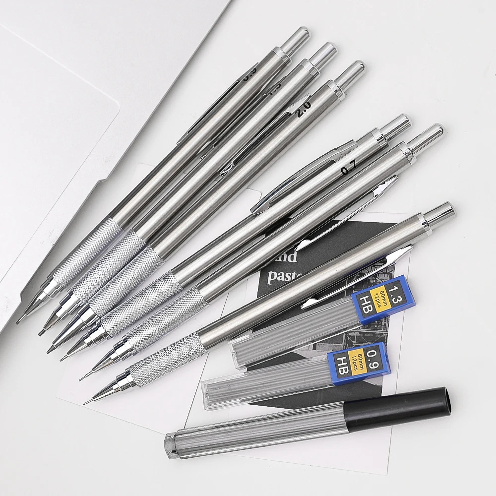 フルメタルの機械式鉛筆セット,自動製図および絵画,ワイヤー付 - Mechanical Pencil 0.3 のレビューと価格