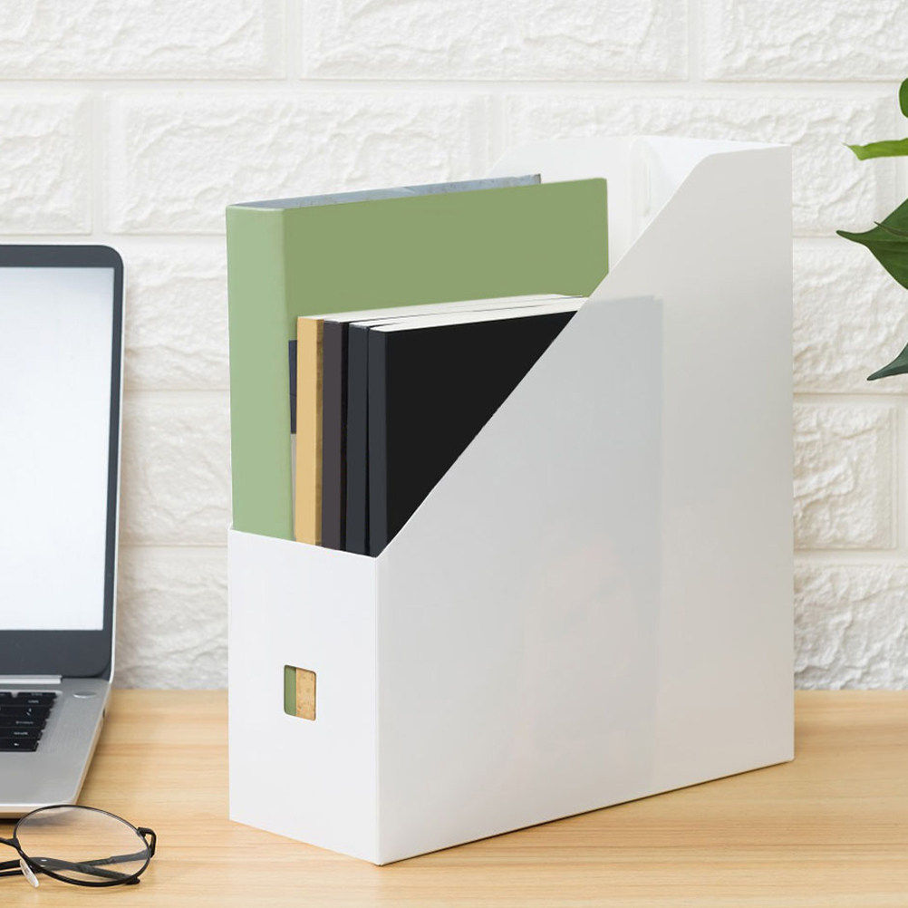 4個入りプラスチック製ファイルオーガナイザーボックス 透明縦 - Magazine Holder Rack のレビューと価格