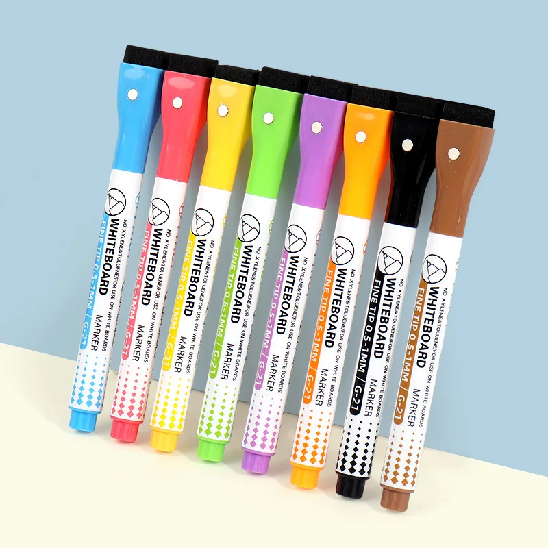 8色 0.5mm 磁気ドライイレースマーカー ホワイトボード - Correction Pen Fine のレビューと価格
