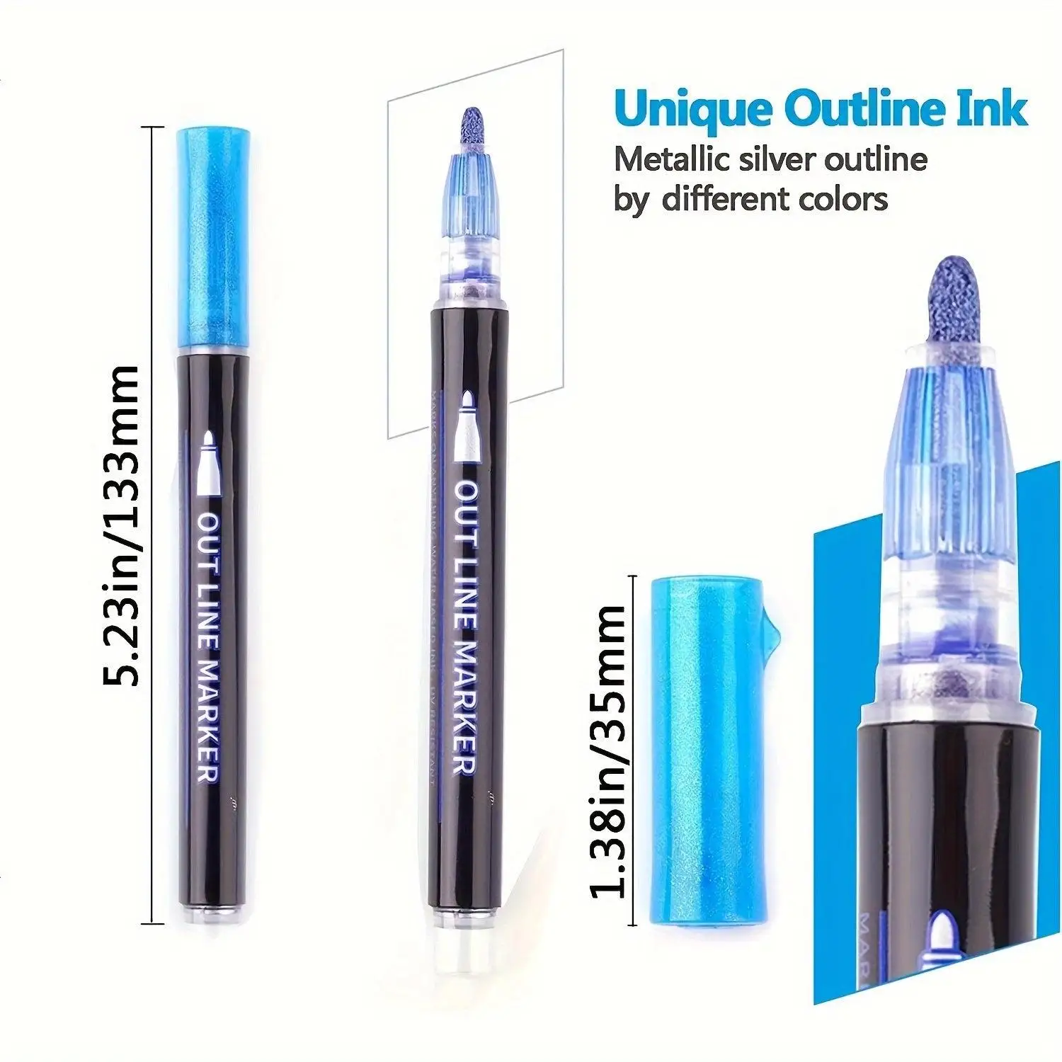 デュアルチップメタリックアートペン（セルフアウトライン、ブラ - Correction Pen Fine のレビューと価格