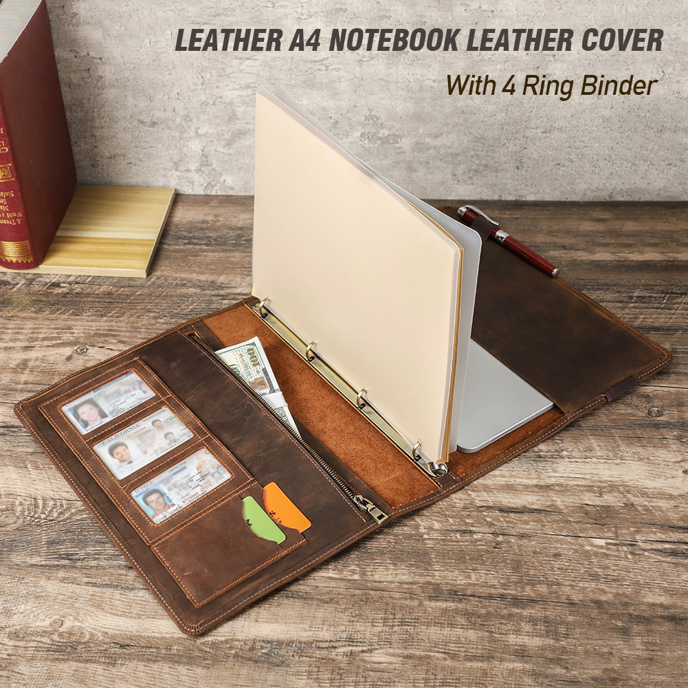 高級A4ノートブックレザーカバー,4リングバインダー付きポー - Binder A4 Lever のレビューと価格